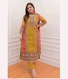 GORASIYA TRD Women Rayon Embroidered Straight Kurti With Pants ( Yellow )