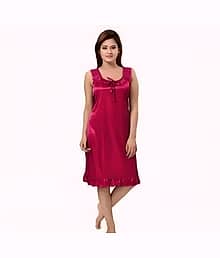 Gangomi Pink Satin Women's Nightwear Night Dress ( Pack of 1 )