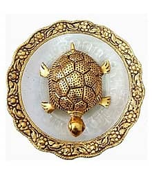 Gaurav Art Collection Metal Tortoise With Glass Plate Feng Shui Metal Tortoise,Turtle Plate Yantra Vastu Feng Shui , Decorative Showpiece - 3 cm (Bras