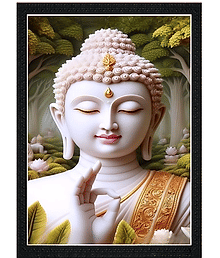 Gautam Budhha Wood Wall Photo Frame (Black, 1 Photo(s), A4 SIZE 14X10,budhha image ,meditation image of budhha