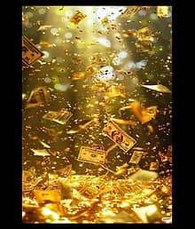 Golden Money Rain Wall Photo Frame ? Luxury Wealth