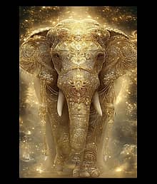 Golden Royal Elephant Wall Art | Premium HD Framed
