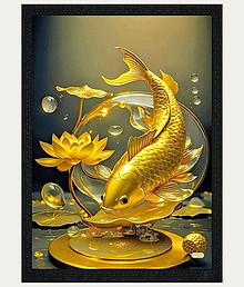 Good Luck,Golden fish, goldfish photo frame size 14x10 inches