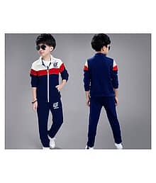 Gudpig Pack of 1 Boys Cotton Blend Sweatshirt & Trackpant Set ( Navy )