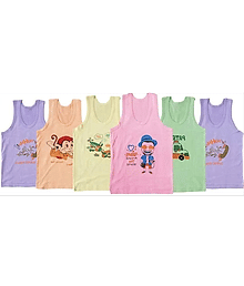 Gujarish Pack of 6 Boys Cotton Blend Vest ( Multicolor )