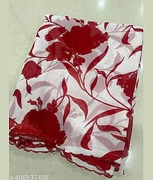 Gullak Georgette Printed Regular Saree With Unstitched Blouse Piece ( Red )