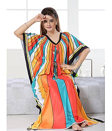 Gutthi Satin Printed Women Kaftan Nighty ( Pink )