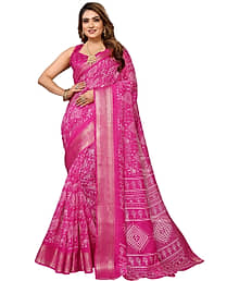 HEMA SILK MILLS Cotton Silk Embellished Saree With Unstitched Blouse Piece ( Pink )