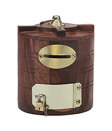 Generic - Wooden Brass Water Tank Piggy Bank Showpiece 18 cm