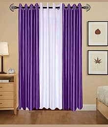 BELLA TRUE Solid SemiTransparent Eyelet Curtain 7 ft ( Pack of 3 ) Multicolor