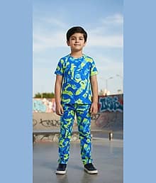 Heticlex Pack of 1 Boys Cotton Blend Nightsuit Set ( Multicolor )