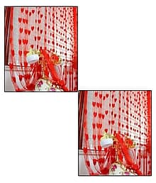 Homefab India Set of 2 Door Eyelet Curtains Floral Red