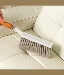 INGENS Long Bristle Plastic Cleaning Brush Along with Wooden Handle for Carpet,Mats,Car Seat,Curtains and Household Upholstery Plastic Wet and Dry Bru