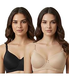Imsa Moda Pack of 2 Nylon Lightly Padded Push Up Bra For Women ( Multicolor 5 )