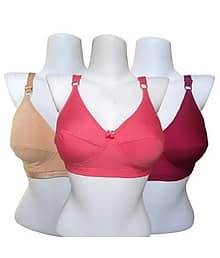 Ishant Pack of 3 Cotton Non Padded T-Shirt Bra For Women ( Maroon,Peach,Gold )