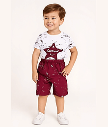 JENNY GARMENT Pack of 1 Unisex Cotton Blend T-Shirt & Shorts Set ( White )