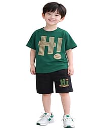 JENNY GARMENT Pack of 1 Unisex Cotton Blend T-Shirt & Shorts Set ( Mint Green )