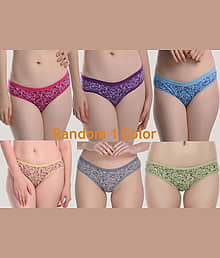 JOCHO Pack of 6 Cotton Bikini For Women ( Multi Color )