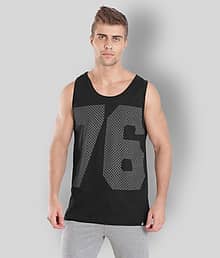 Jockey -  Black Cotton Men's Vest ( Pack of 1 )