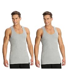 Jockey Grey Sleeveless Vests Pack of 2