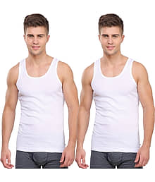 Jockey Pack of 2 Cotton Basic Vest For Men ( White )