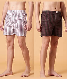 Joven Pack of 2 Cotton Boxers For Men's ( Red )