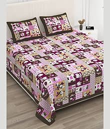 K.D.PRINTS Multicolor Cotton 1 Double King Bedsheet with 2 Pillow Covers ( 215 cm x 240 cm )