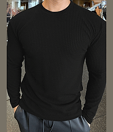KAJARU Men Cotton Blend Regular Fit Self Design T-Shirt ( Black )