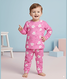 KDF Pack of 1 Baby Boys Cotton Blend Tshirt & Pajama Set ( Pink )