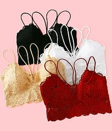 Kamini Pack of 4 Lace Lightly Padded Everyday Bra For Women ( Multicolor )