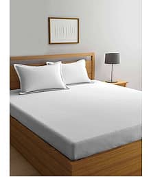 Klotthe Poly Cotton 1 Double King Bedsheet with 2 Pillow Covers ( White )