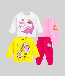 Kuchipoo Pack of 2 Girls Cotton Blend Top With Pajama ( Multicolor 1 )