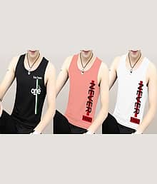 Kushi flyer Pack of 3 Polyester Basic Vest For Men ( Multicolor8 )