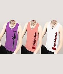 Kushi flyer Pack of 3 Polyester Basic Vest For Men ( Multicolor11 )