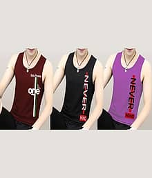 Kushi flyer Pack of 3 Polyester Basic Vest For Men ( Multicolor15 )