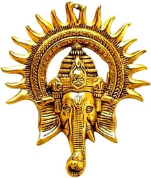 LAXA Ganesha Ji Metal Wall Hanging Showpiece Idol - 23 cm (Gold, Decorative) Decorative Showpiece - 19 cm (Metal, Gold)