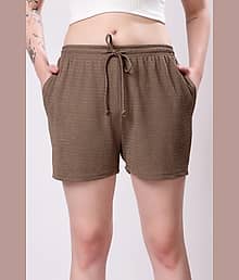 LONDON HILLS Women Polyester Regular Shorts ( Brown )