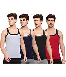 Lavanya Garments Pack of 4 Nylon Basic Vest For Men ( Multicolor )