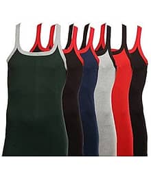 Lavanya Garments Pack of 6 Cotton Blend Basic Vest For Men ( Multicolor )