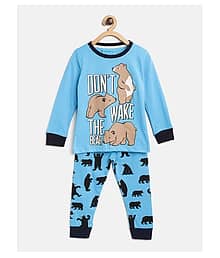 Lazy Shark Pack of 1 Boys Cotton Blend Nightsuit Set ( Turquoise )