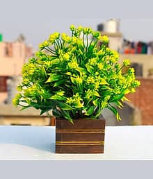 Leafora Artificial Plant with Pot (18 cm, Green)