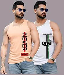 Lecowar Pack of 2 Polyester Gym Vest For Men ( Multicolor19 )