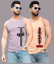Lecowar Pack of 2 Polyester Gym Vest For Men ( Multicolor11 )