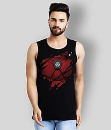 Leotude Pack of 1 Cotton Blend Sleeveless Vest For Men ( Black )