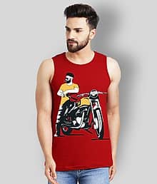 Leotude Pack of 1 Cotton Blend Sleeveless Vest For Men ( Red )