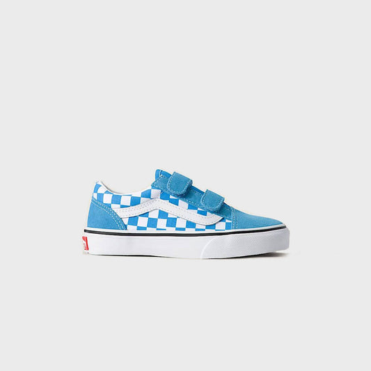 VANS PS Old Skool V Checkerboard Shoe - Bright Azure Blue