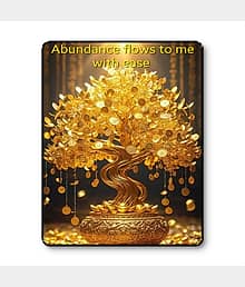 Livin'luxe Golden Money Tree Wall Art Black Frame Sparkle Lamination with Abundance Affirmation for Wealth Decor
