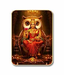 Livin'luxe Maa Lakshmi Owl MDF Wall Art with Table Top Stand & Wall Hanging Hole