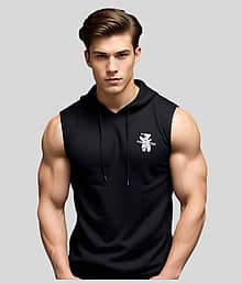 Looks United Pack of 1 Polyester Gym Vest For Men ( Black )
