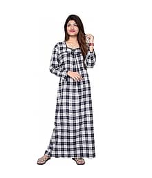 MAHAMAYA FABRICS & FASHION Woollen Checked Women Regular Nighty ( Black )